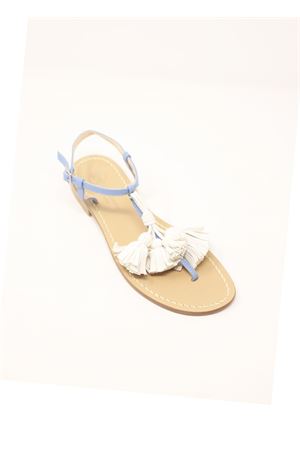 Light blue flip flops sandals with white tassels Da Costanzo | NAPPINEGRAZZURROBIANCO